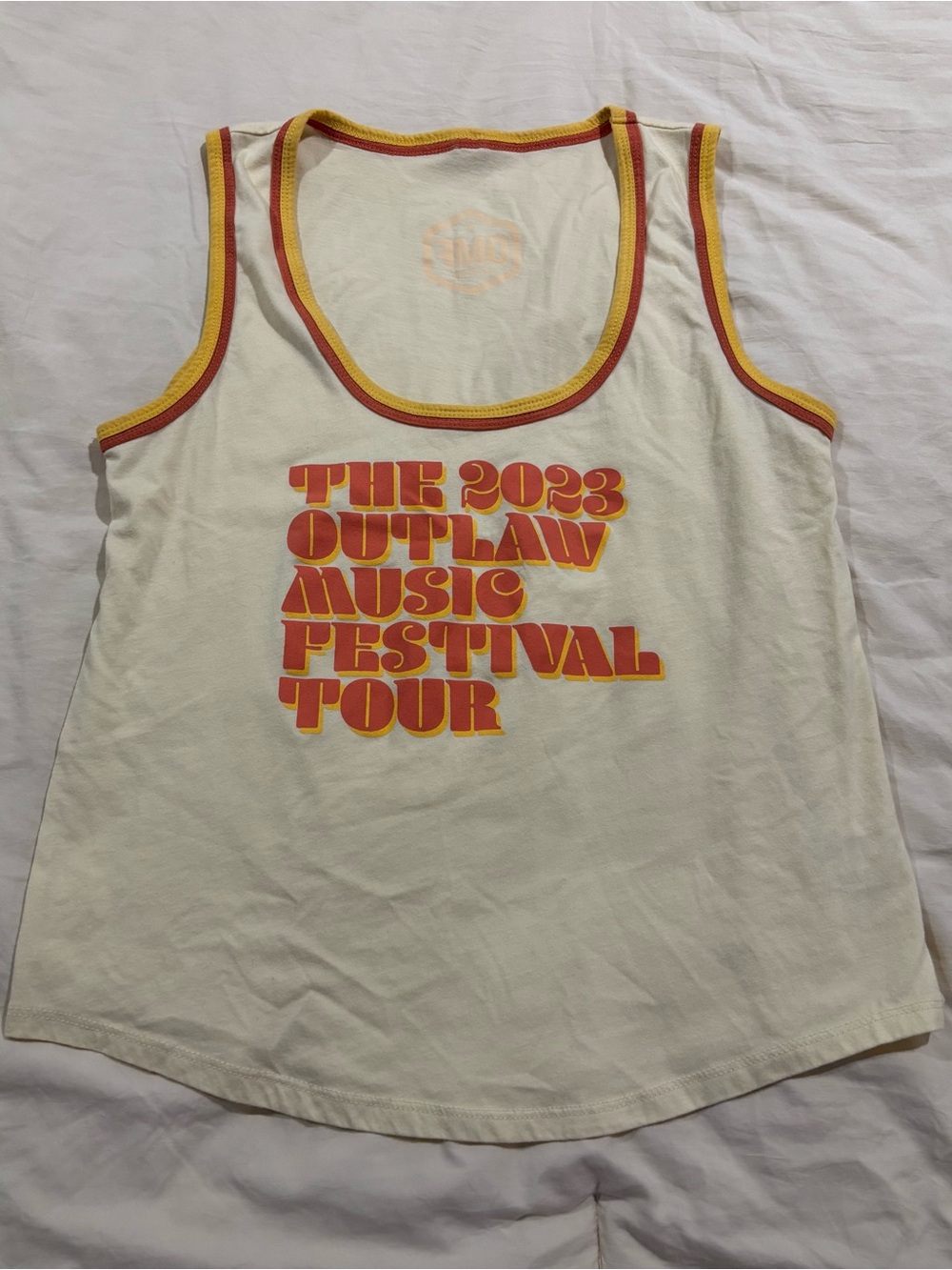 Outlaw Music Festival 2023 Ringer Tank Top - Cream with Orange & Yellow